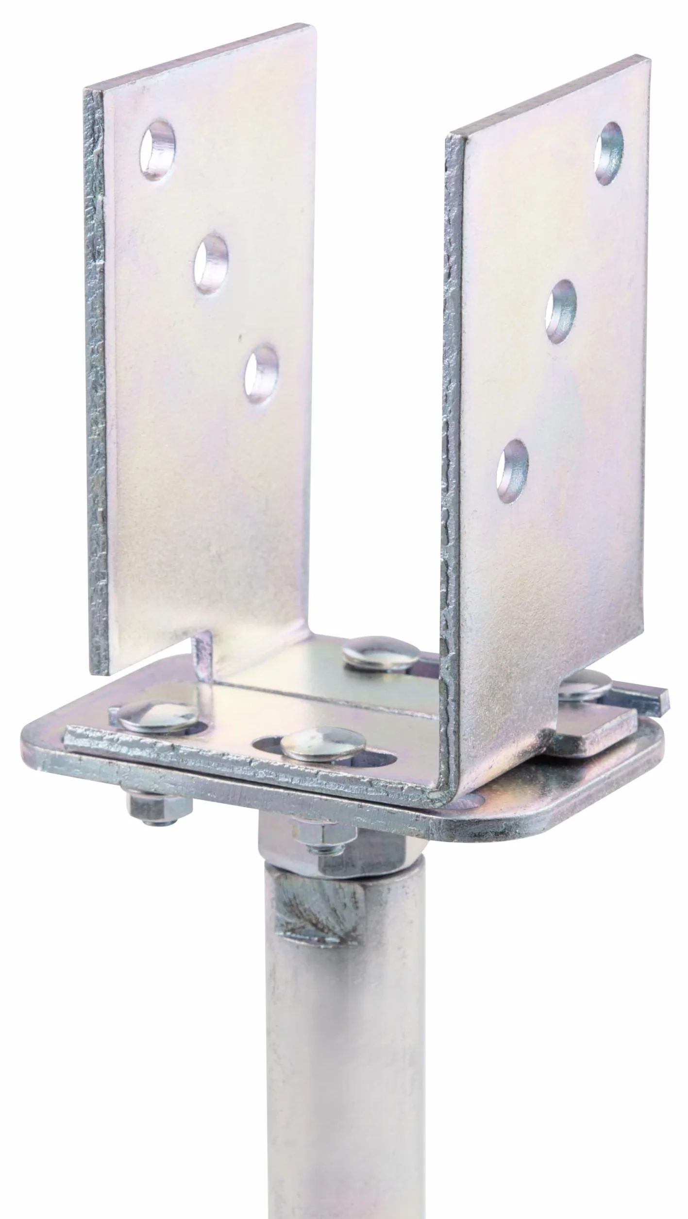 Alberts 218058 Staffa portapalo ad U, regolabile in altezza e larghezza e da avvitare, zincato galvanico, con strato spesso passivato, larghezza 71-161 mm, altezza 150-190 mm