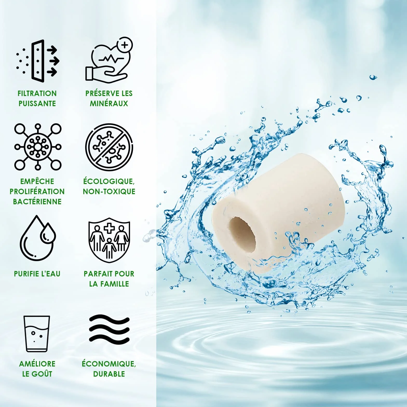 105 perline di ceramica grigie fermentate – Filtro acqua naturale anti-calcare per caraffa, bollitore, bottiglia, lavatrice, purificazione e ammorbidimento dell'acqua