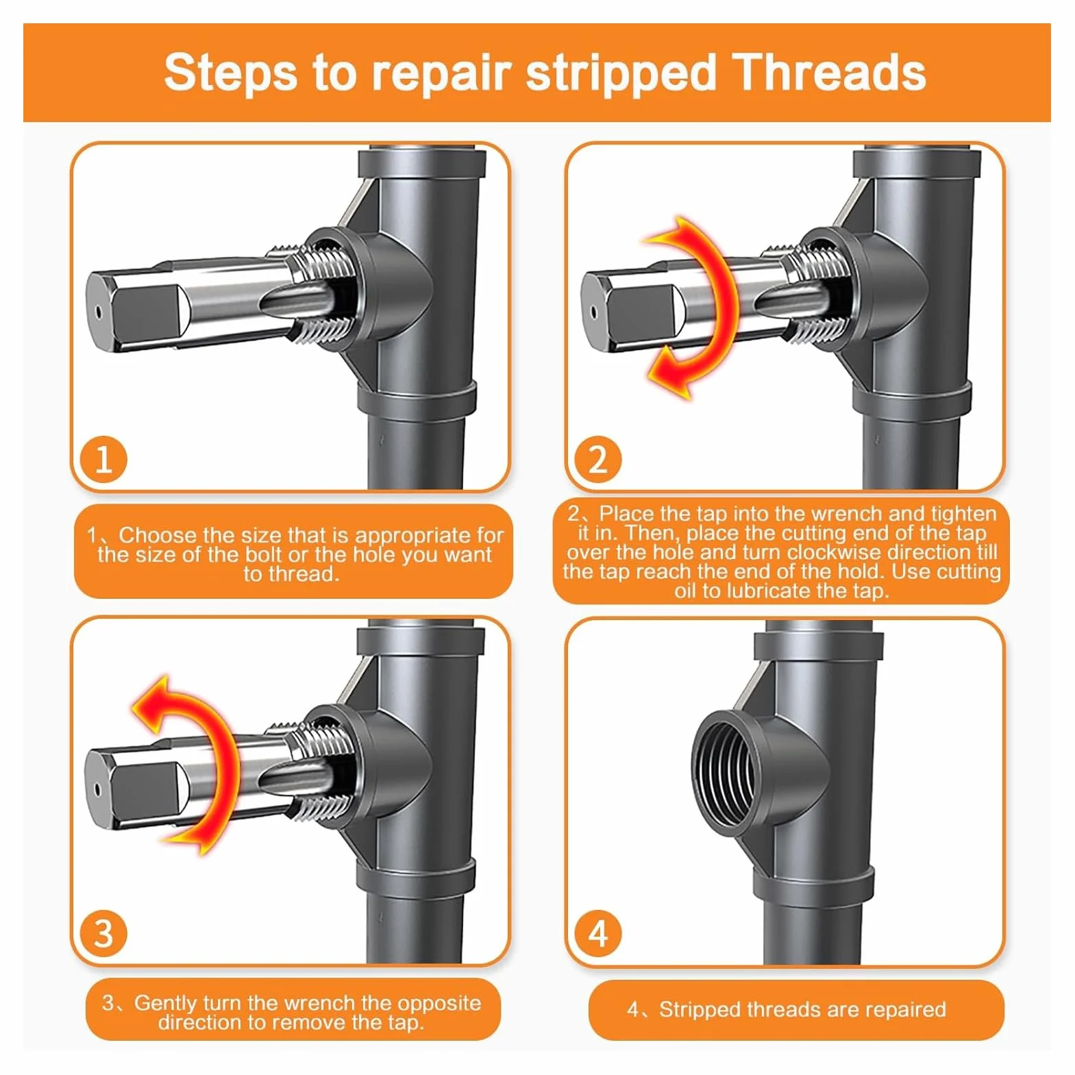 Set di Rubinetti per Tubi NPT da 5 Pezzi, Set di Rubinetti Idraulici con Filettatura in Acciaio Al Carbonio con Custodia, Dimensioni Incluse 3/4, 1/2, 3/8, 1/4, 1/8 Pollici
