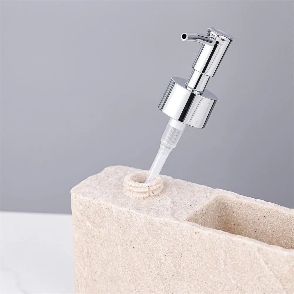 Dispenser di sapone per lavello da cucina e bagno, con supporto per spugna integrato, struttura in resina per una maggiore durata, accessorio per la pulizia salvaspazio (beige)