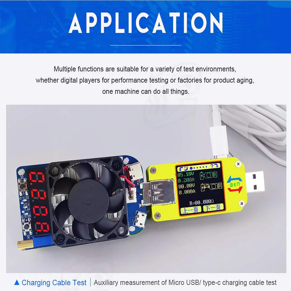 DollaTek Tester di carico elettronico Modulo resistore di carico USB Trigger QC2.0 QC3.0 35W 0.25-5A HD35 Interfaccia USB Scarico Controllo Temperatura Regolabile con Ventola di Raffreddamento