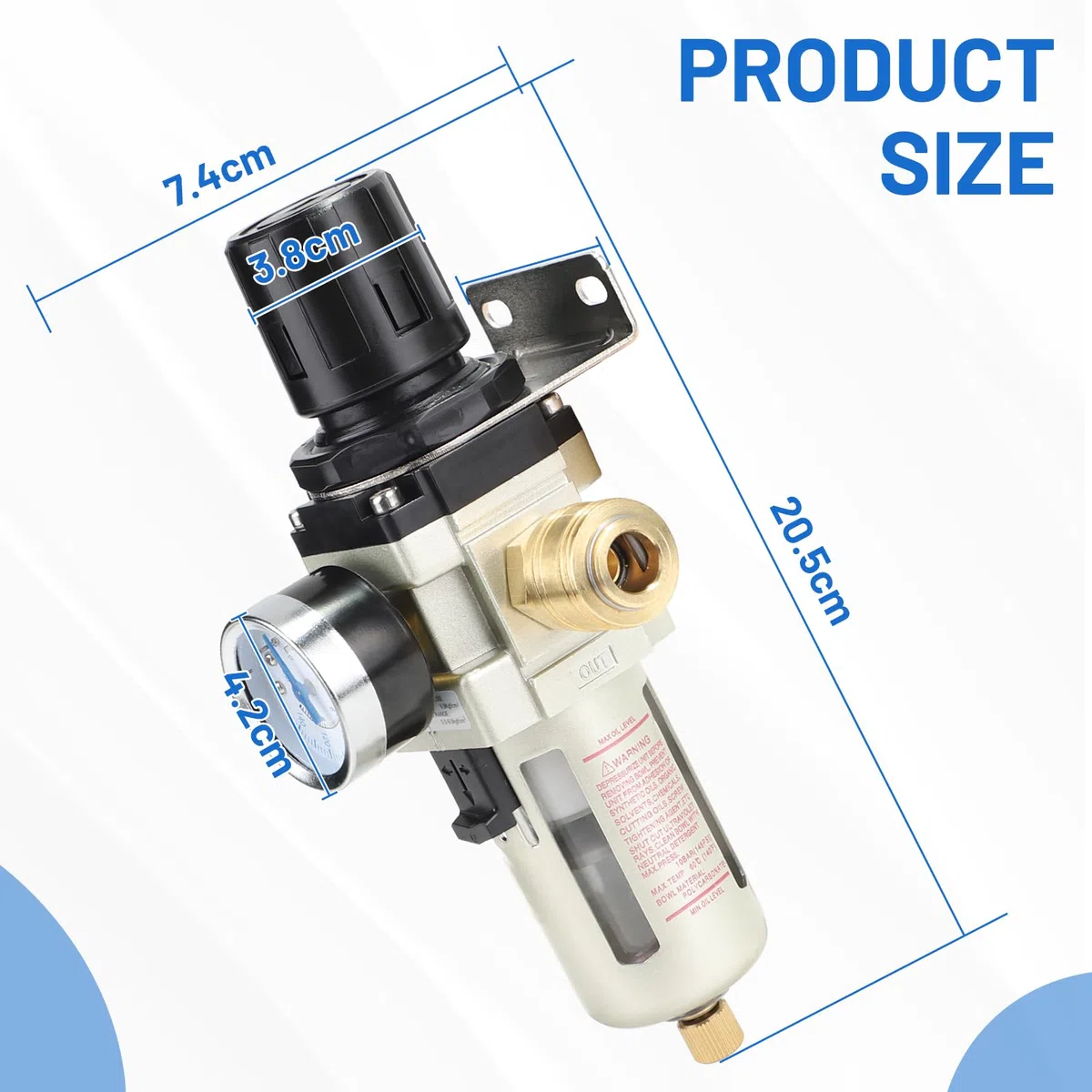 SWAWIS Riduttore di Pressione Aria Compressa Separatore D'acqua Aria Compressa Riduttore di Pressione 1/4 di Pollice Unità di Manutenzione Aria Compressa