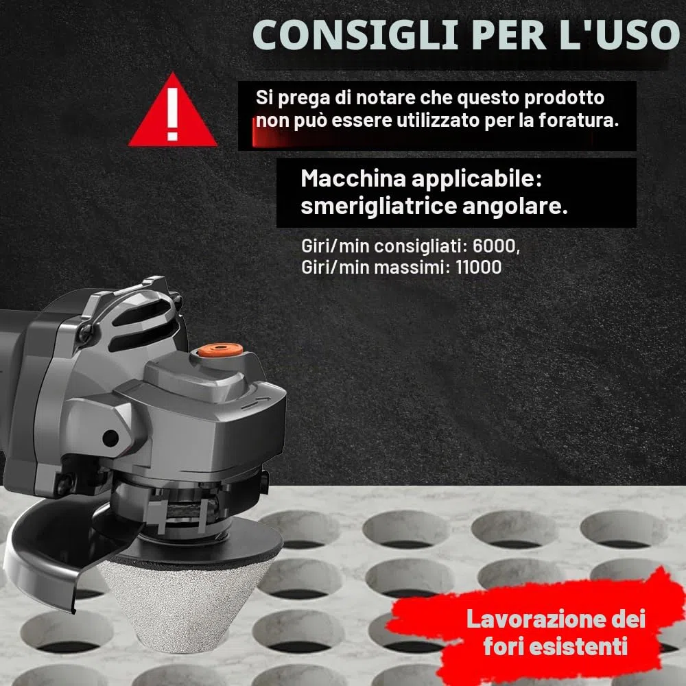 DT-DIATOOL Fresa Diamantata 50mm Punte per Smusso per Allargare Fori in Piastrelle Porcellana Marmo Ceramica Granito