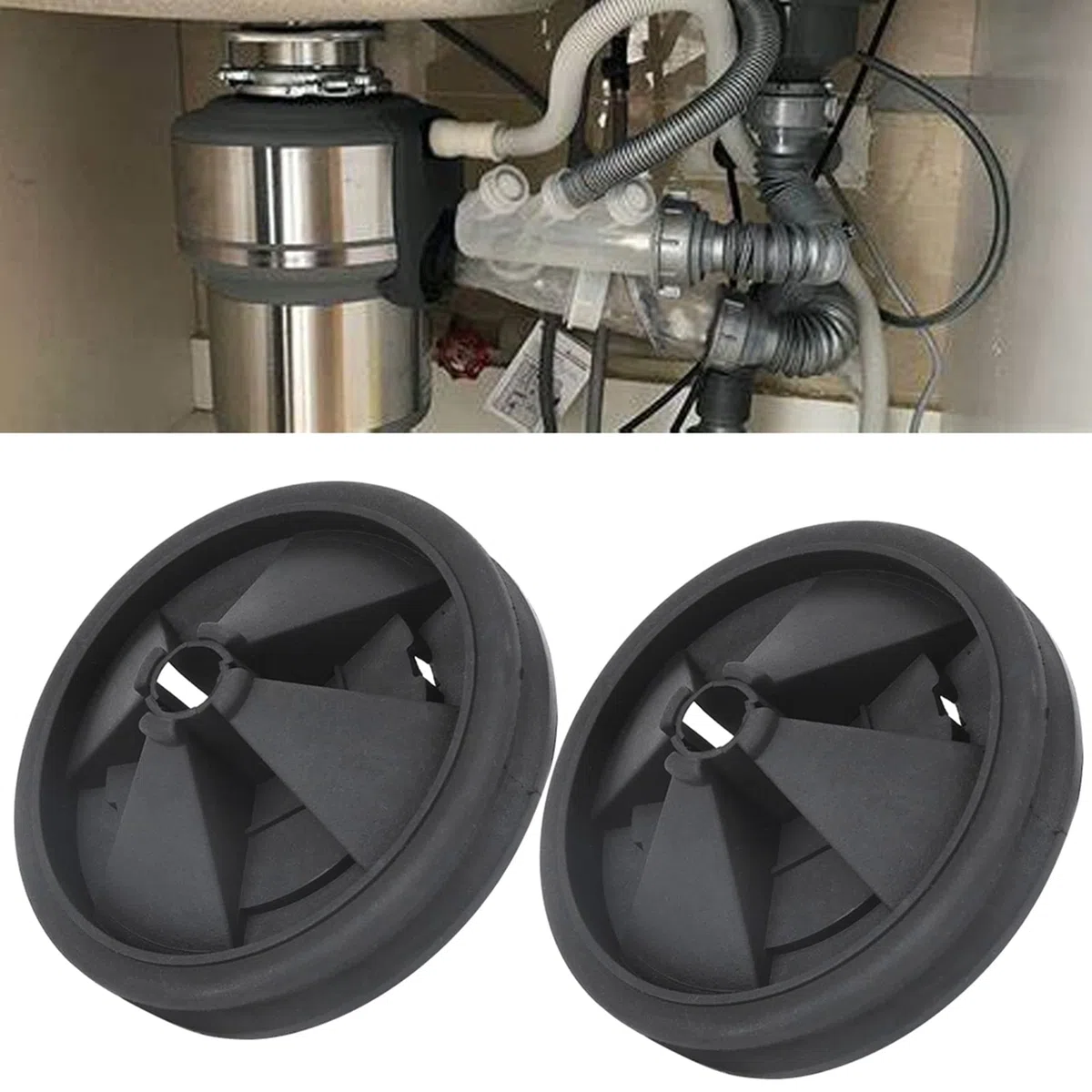 2Pezzi Deflettore per Lavello con Piastra Antispruzzo per lo Smaltimento dei Rifiuti, Coperchio Antispruzzo per Dissipatore di Rifiuti in Silicone Adatto per InSink-Erator con Diametro Esterno di 87m