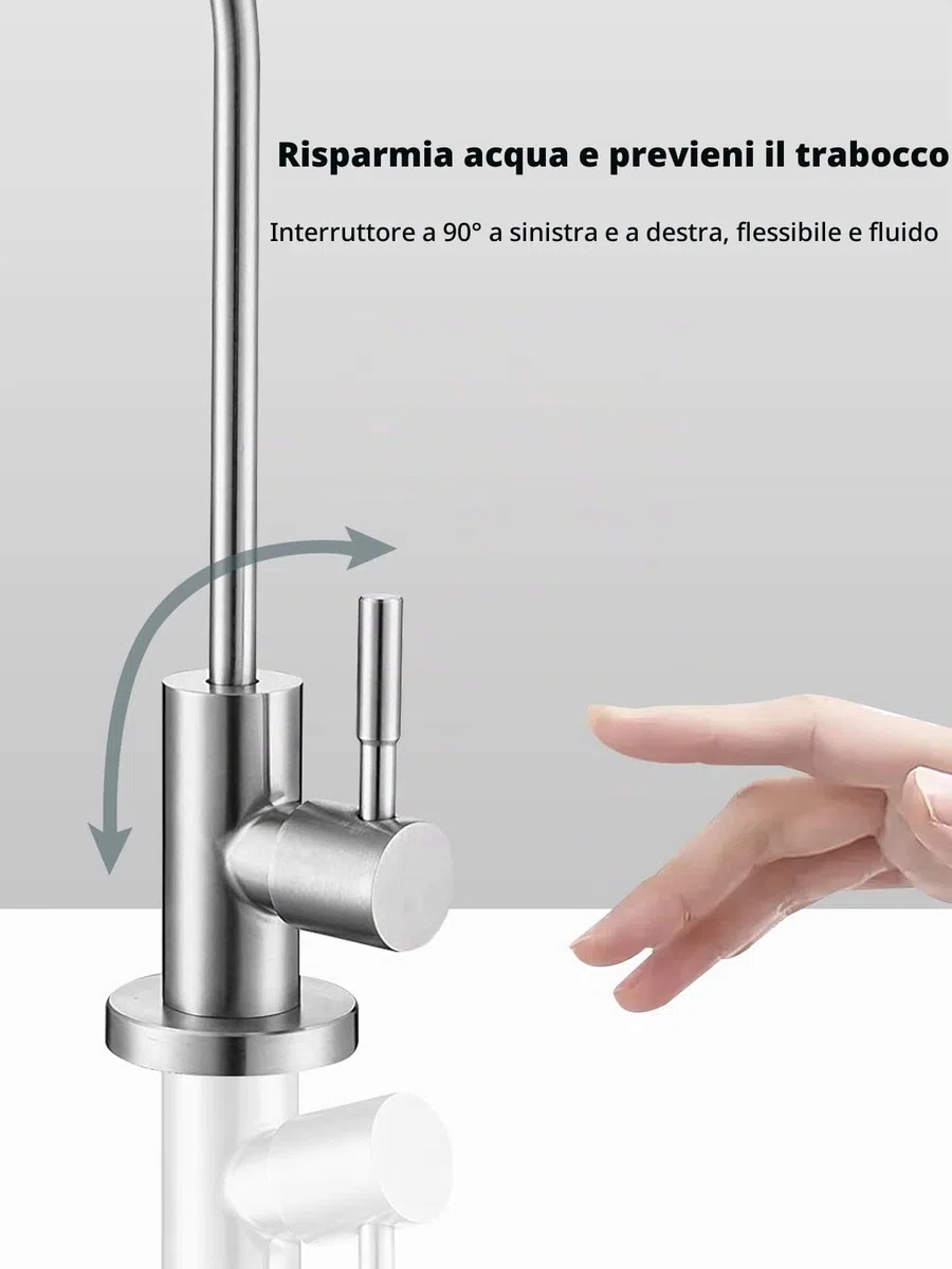 Rubinetto dell'acqua potabile, rubinetto del filtro dell'acqua senza piombo, rubinetti ad osmosi inversa facili da installare per lavello da bar della cucina, acciaio inossidabile SUS304 in