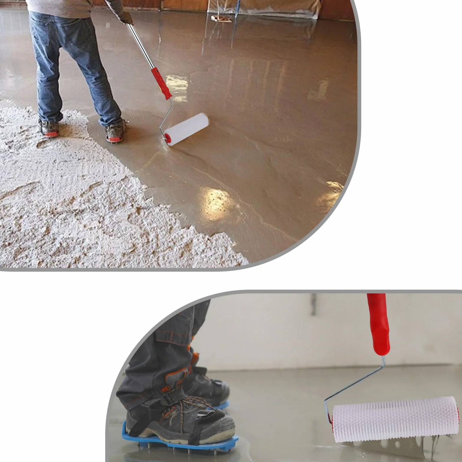 Rullo di compensazione 23 cm rullo di sfiato con asta lunga 1,5 m, rullo di compensazione per unghie per la ventilazione dei rivestimenti del pavimento