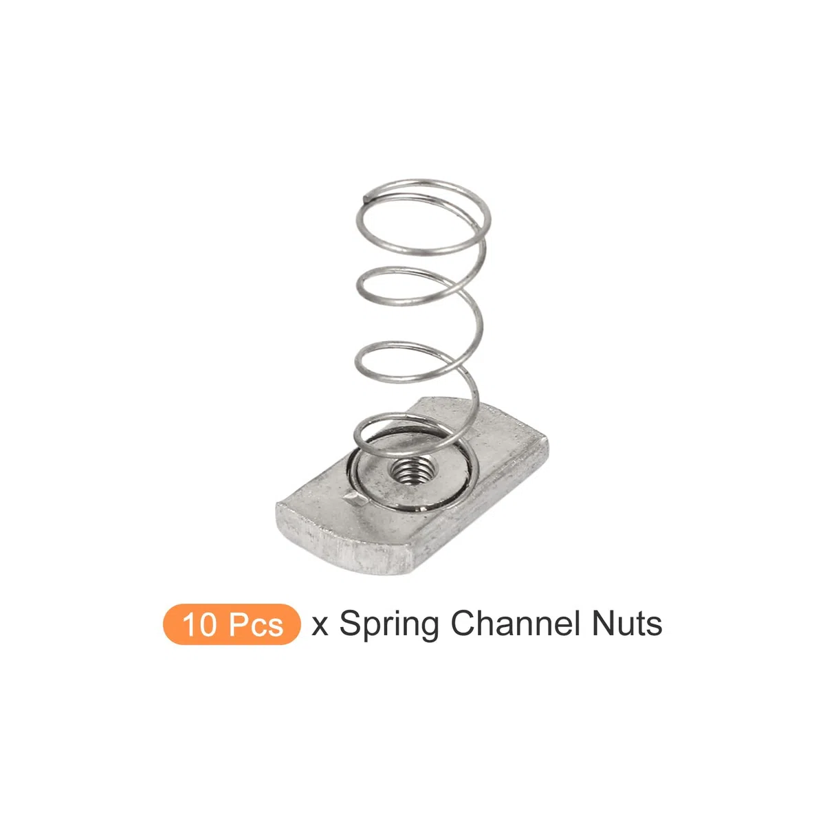 METALLIXITY Puntone Canale Dado (M6x44mm) 10pz, 304 Acciaio Inossidabile Lungo Molla Dado - per Strut Canale, Silver Tono
