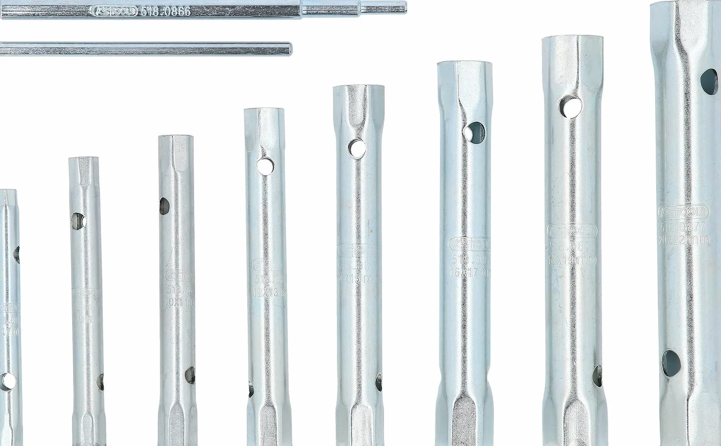 KS Tools 518.0900 Serie di Chiavi a Tubo Classic, 10 Pezzi, 6X7-20X22 mm