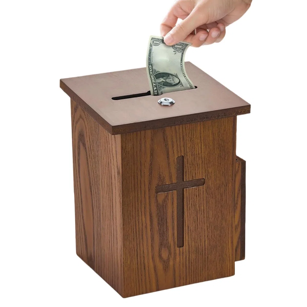 Generico Cassetta Delle Offerte - In Legno Con Fessura Bloccabile,Cassetta Con Croce Per Beneficenza,per Decima, Carità, Culto, Congregazione, Servizio Religioso, Colletta e Raccolta Fondi