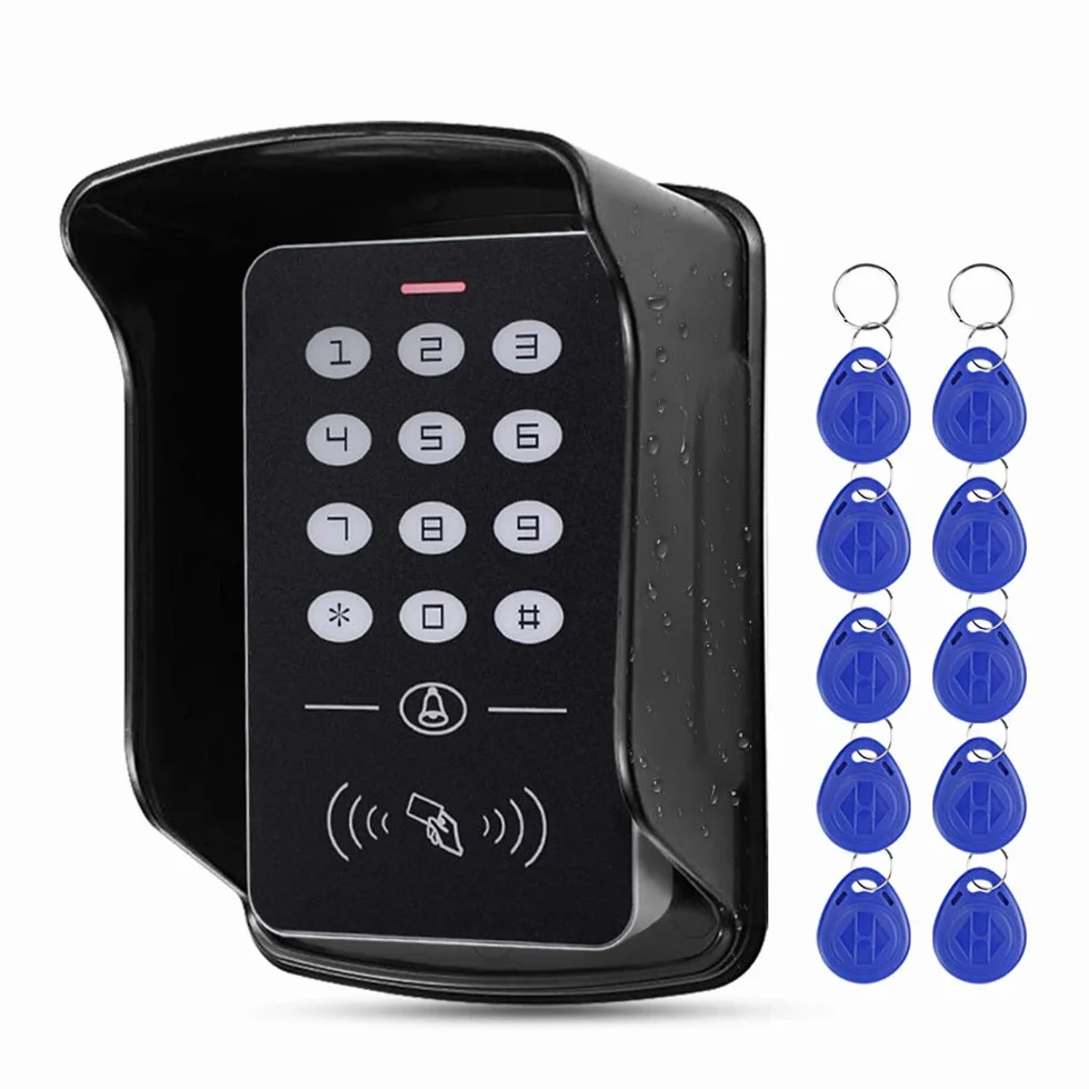 FST 125KHz RFID Tastiera Per Controllo Accessi Copertura Impermeabile Lettore Controller di Accesso Esterno + 10 pz EM4100 Portachiavi per la Casa