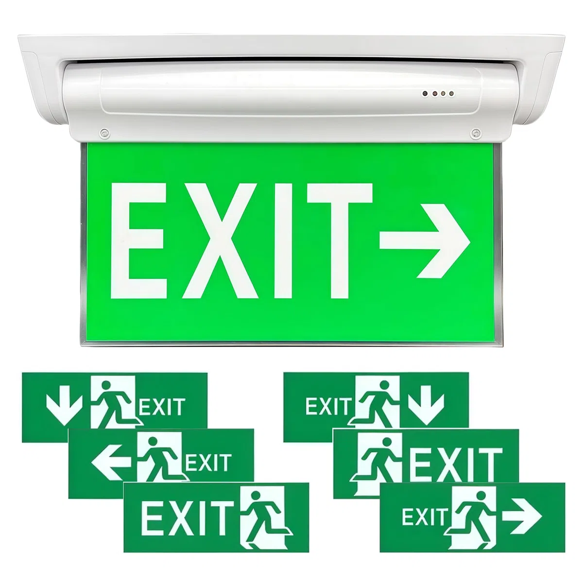 PORFOYO Lampada di emergenza a LED, luce fissa, luce di emergenza, luce di emergenza, luce di emergenza, IP30, impermeabile, luce di emergenza, con batteria di emergenza 3 ore, 6 spiktogrammi di
