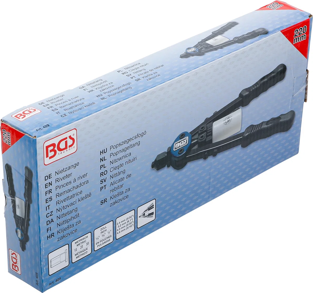 BGS 409 | Rivettatrice | braccio lungo | con recipiente di raccolta