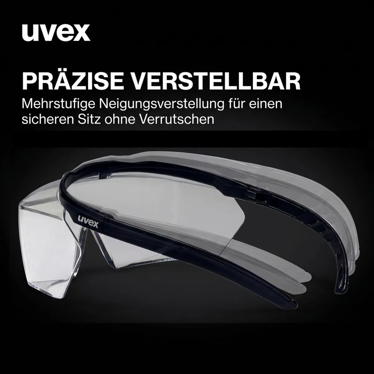 Uvex OTG plus – Occhiali protettivi – Occhiali da stiro con protezione UV al 100% – Interno anti-appannamento – estremamente antigraffio e senza metalli – trasparente – nero