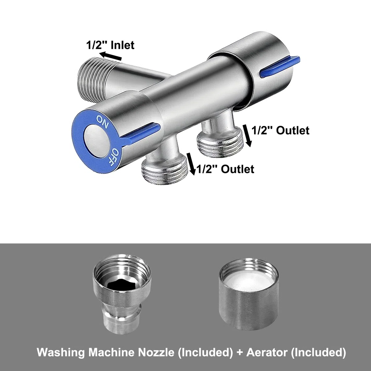 Valvola ad Angolo da G1/2" Valvola Angolare Valvola ad Angolo Doppio Rubinetto Lavatrice Per Bagno, WC, Lavabo, Cucina (Maschio)