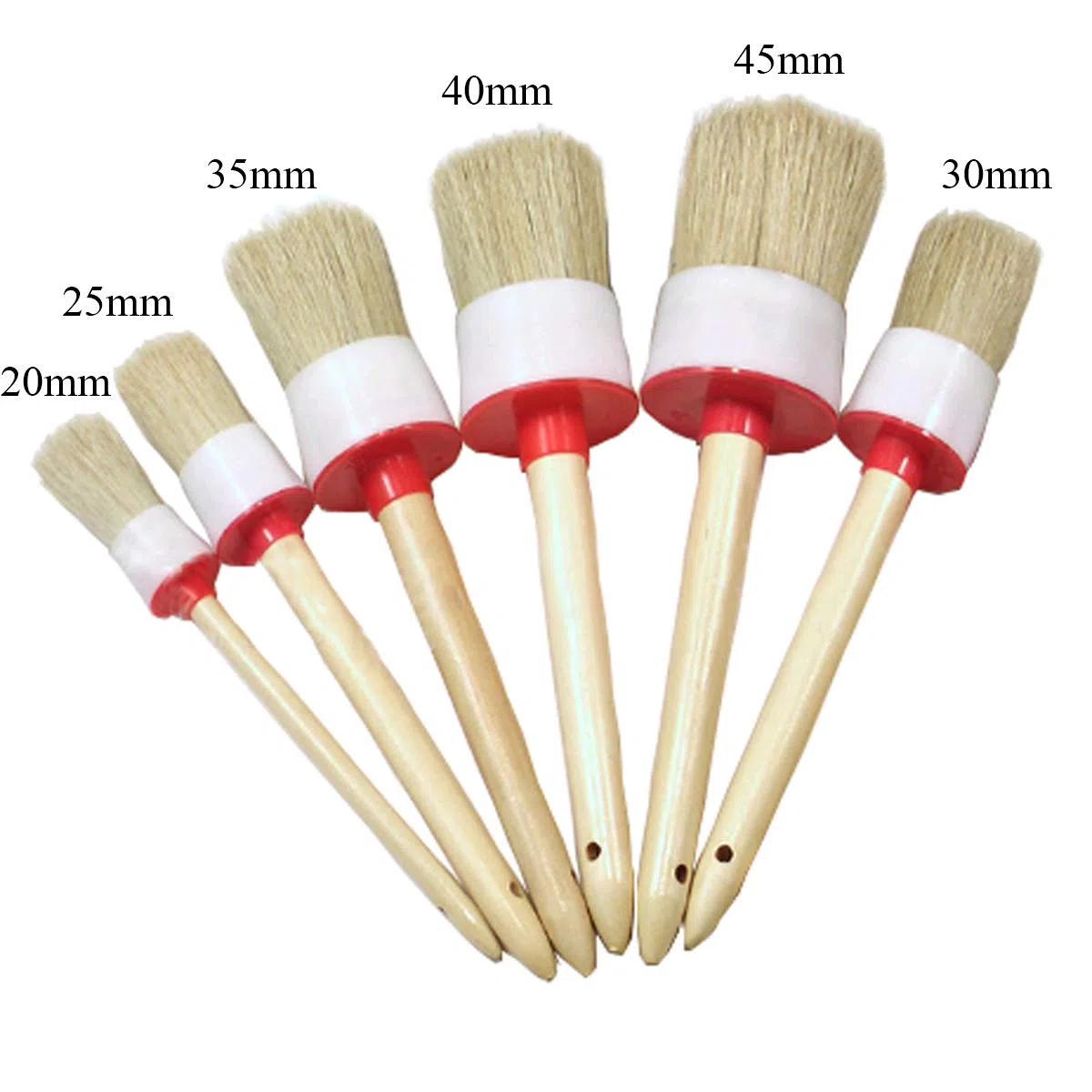 Gesso Cera Pennello Vernice Pennellessa Rotondi con Setole Naturali per Pittura Ceretta Mobili Smaltatura di Ceramica Home Decor Progetti Shabby Chic 6 Pezzi