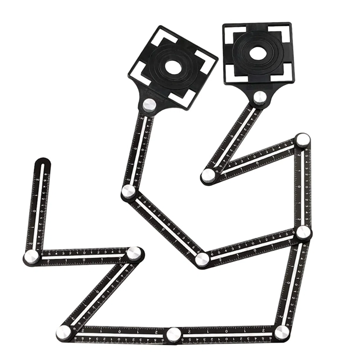 hifrom Righello di Misurazione Multi Angolo, Strumento a 12 Lati in Lega di Alluminio, Righello Multifunzione Perforatore per Piastrelle per Costruttori, Falegnami, Piastrelle, Artigiani