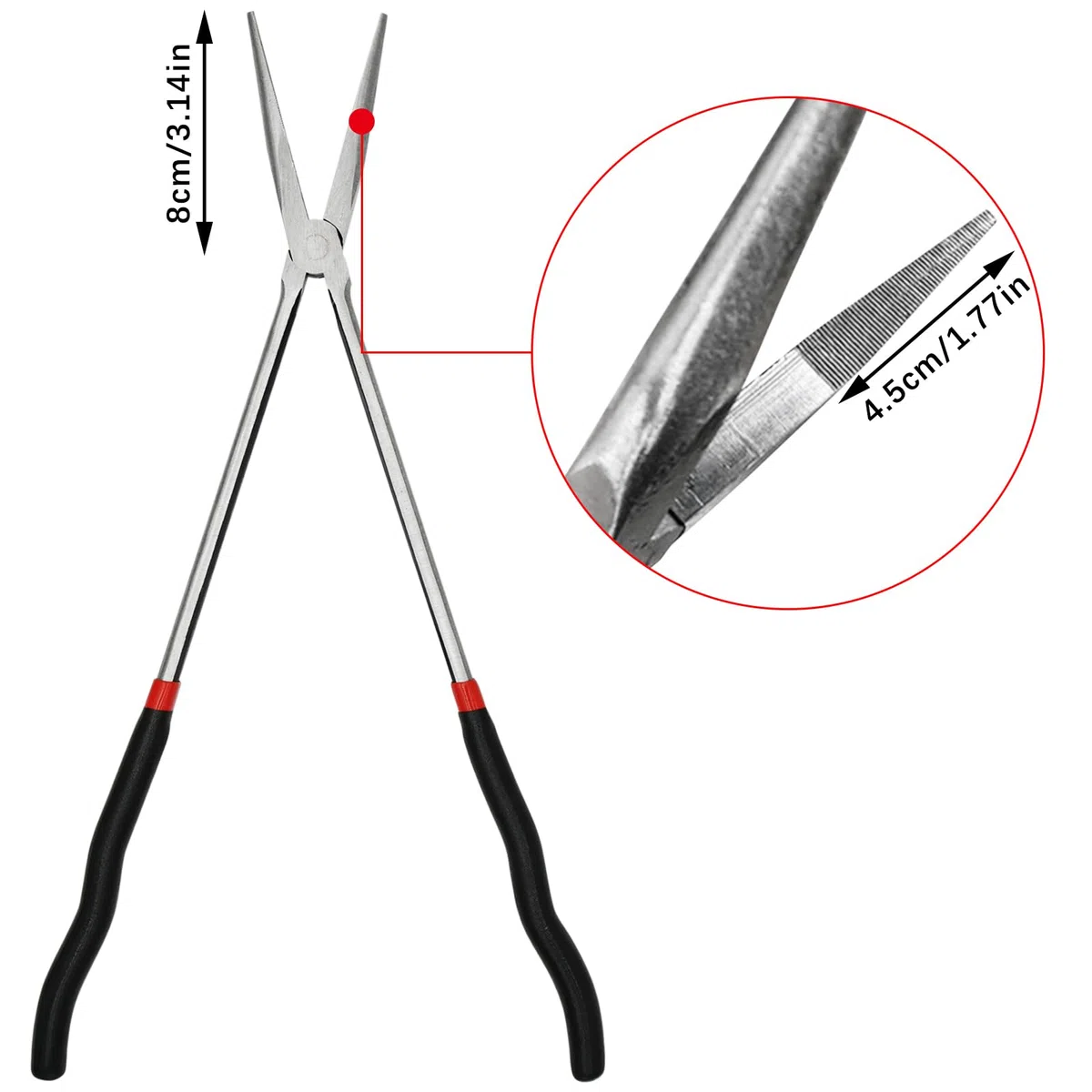 Pinze a becco extra lunghe da 16 pollici, set di attrezzi professionali in acciaio con naso dritto, 40 cm di lunghezza, per riparazioni/fai da te, torni e hardware industriale girevole