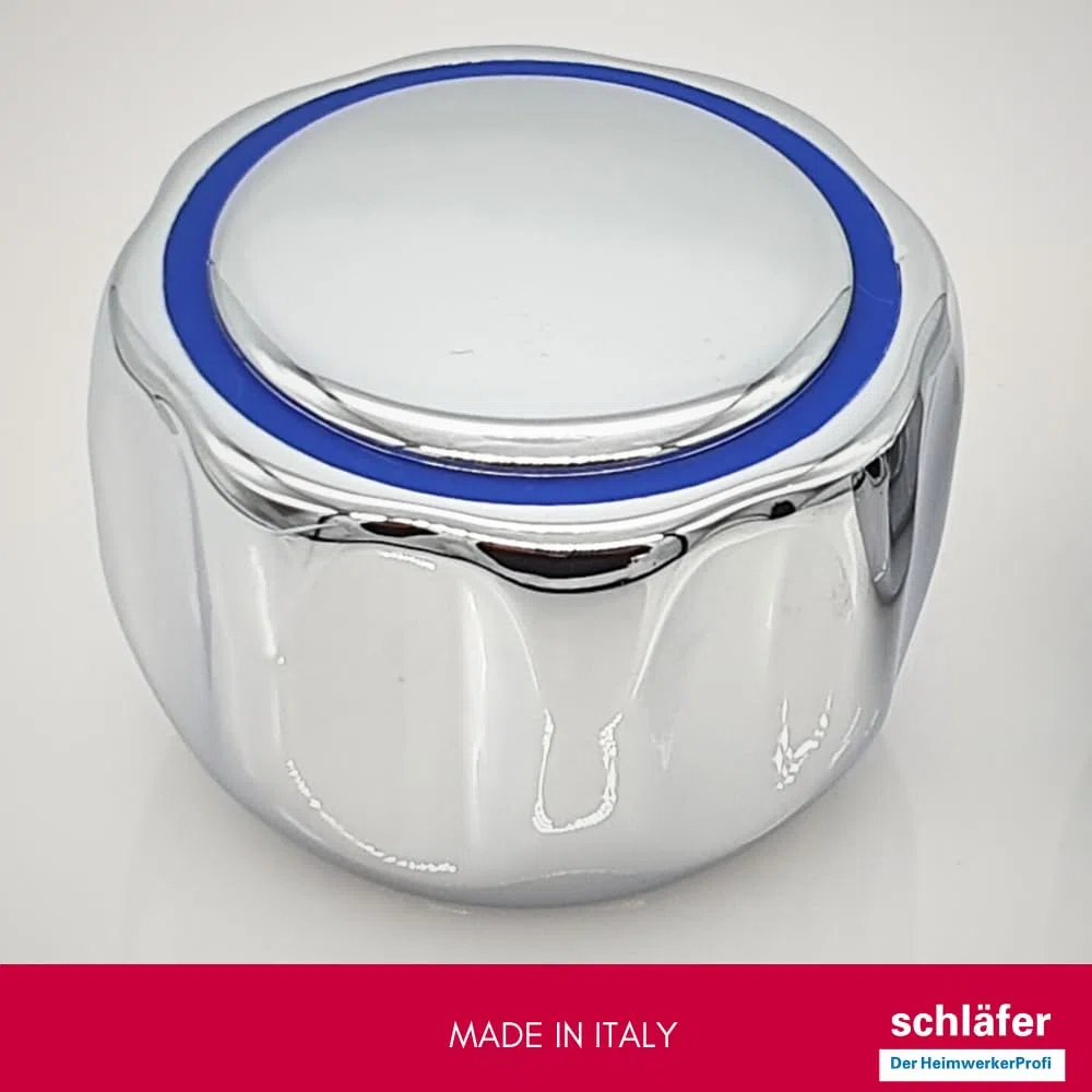Schläfer 4503010|Kit Manopole per Rubinetto 8x20 con Vitone Meccanico 1/2" (Ø20mm), Manopole Rubinetteria Caldo e Freddo per Lavandino Bagno e Cucina, Coppia Maniglie in Metallo, Finitura Cromata