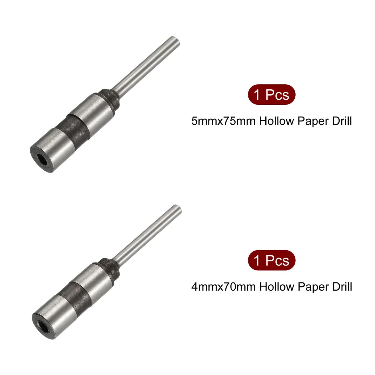 QUARKZMAN Cava Carta Trapano Punta 5mmx75mm, 4mmx70mm per Straight Gambo Punch Punzonatura Macchina 2pz