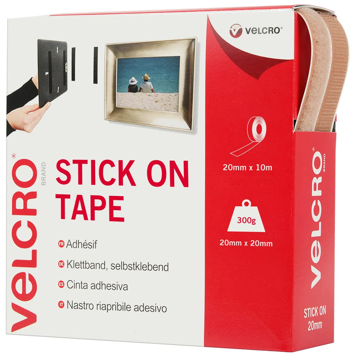 VELCRO Brand Nastro riapribile adesivo 20mmm x 10m Beige