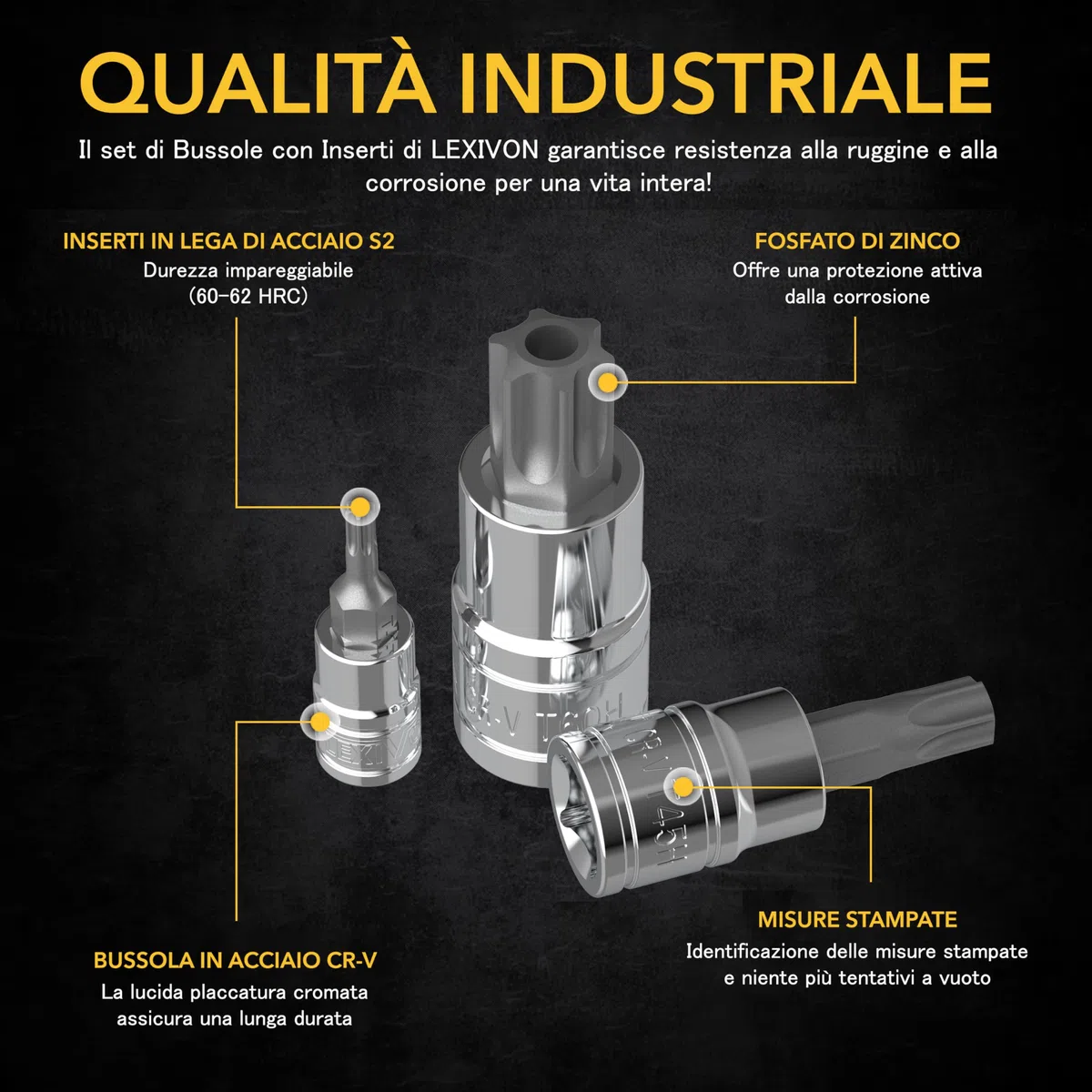 LEXIVON Chiavi Torx per avvitatore a batteria, chiavi a bussola antimanomissione, per Milwaukee, Makita, chiave dinamometrica e chiave a cricchetto, 13 Pezzi EU T8- T60 (LX-146)