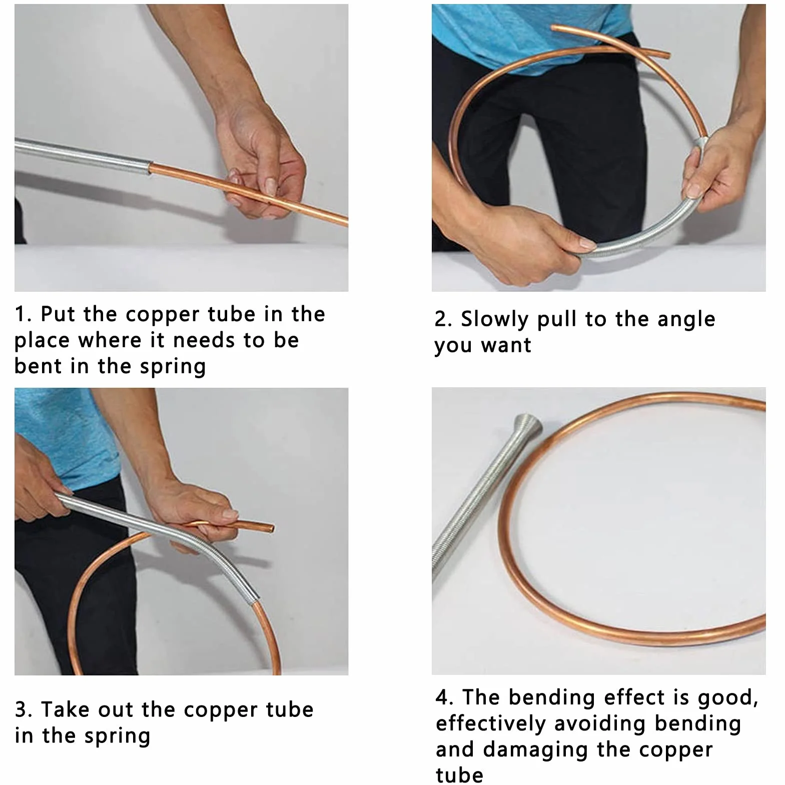 Set di Piegatrici per Tubi a Molla Elastica per Condizionatore D'aria, Materiali in Acciaio per Utensili, Super elasticità, Piegatura di Tubi in Rame e Alluminio di Varie