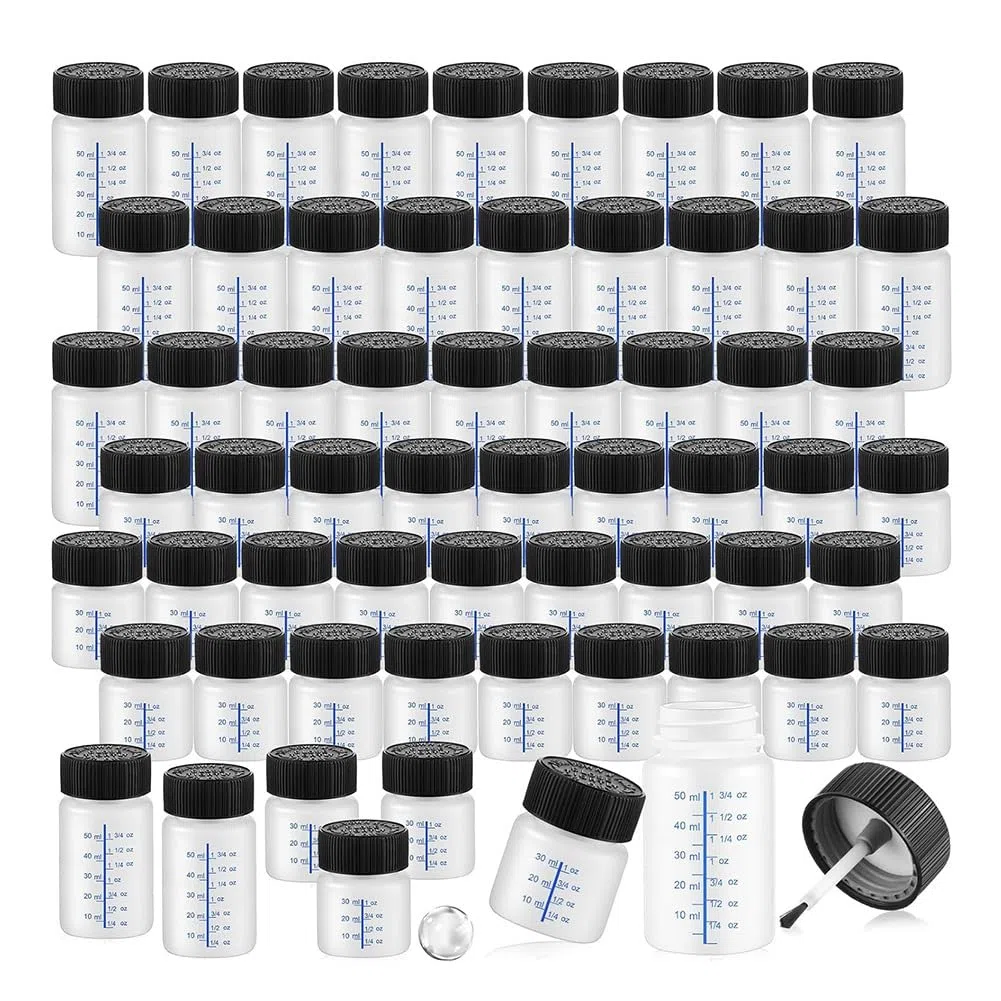 60 Flaconi di per Ritocchi con Pennello Applicatore e Coperchi da 2 Oz e 1 Oz In Plastica per il Fissaggio Della Pietra da Muro