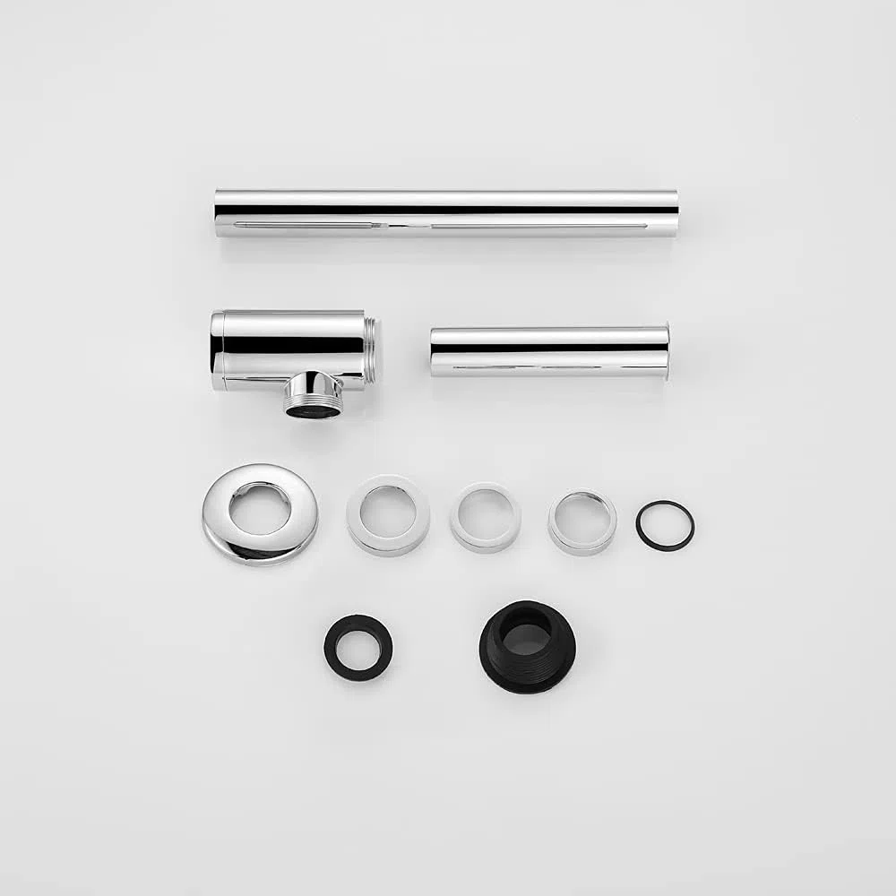 ONECE Sifone Tubo Universale per Lavabo Bagno in Acciaio Inox, 1 1/4" x 32 mm, Altezza Regolabile 15-23 cm, con Manicotto in Gomma, Anti-odore & insetti, Cromato