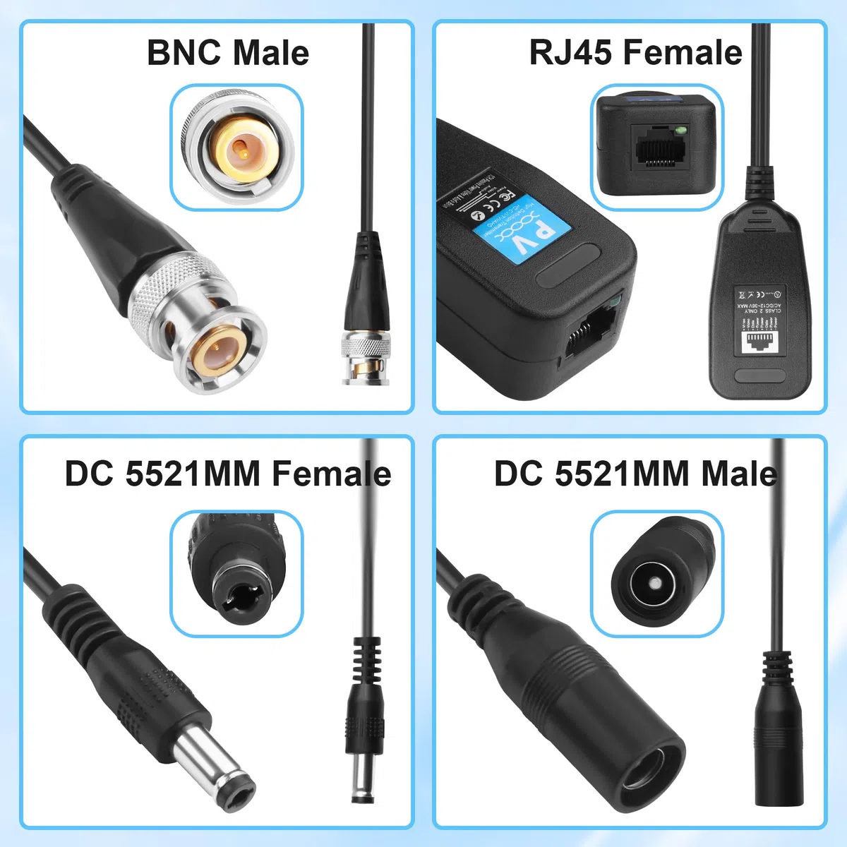 Balùn di Video RJ45 a BNC Trasmettitore AHD/CVI/TVI/CVBS 1080P per Telecamere di Sicurezza CCTV 720P/960P/1080P Sistema di Sorveglianza DVR 4 Coppie