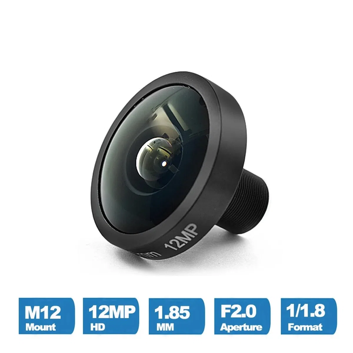 Obiettivo fisheye 4K 12MP 1,85 mm 1/1,8 185 gradi M12 Mount con filtro IR 650nm (1,85 mm)