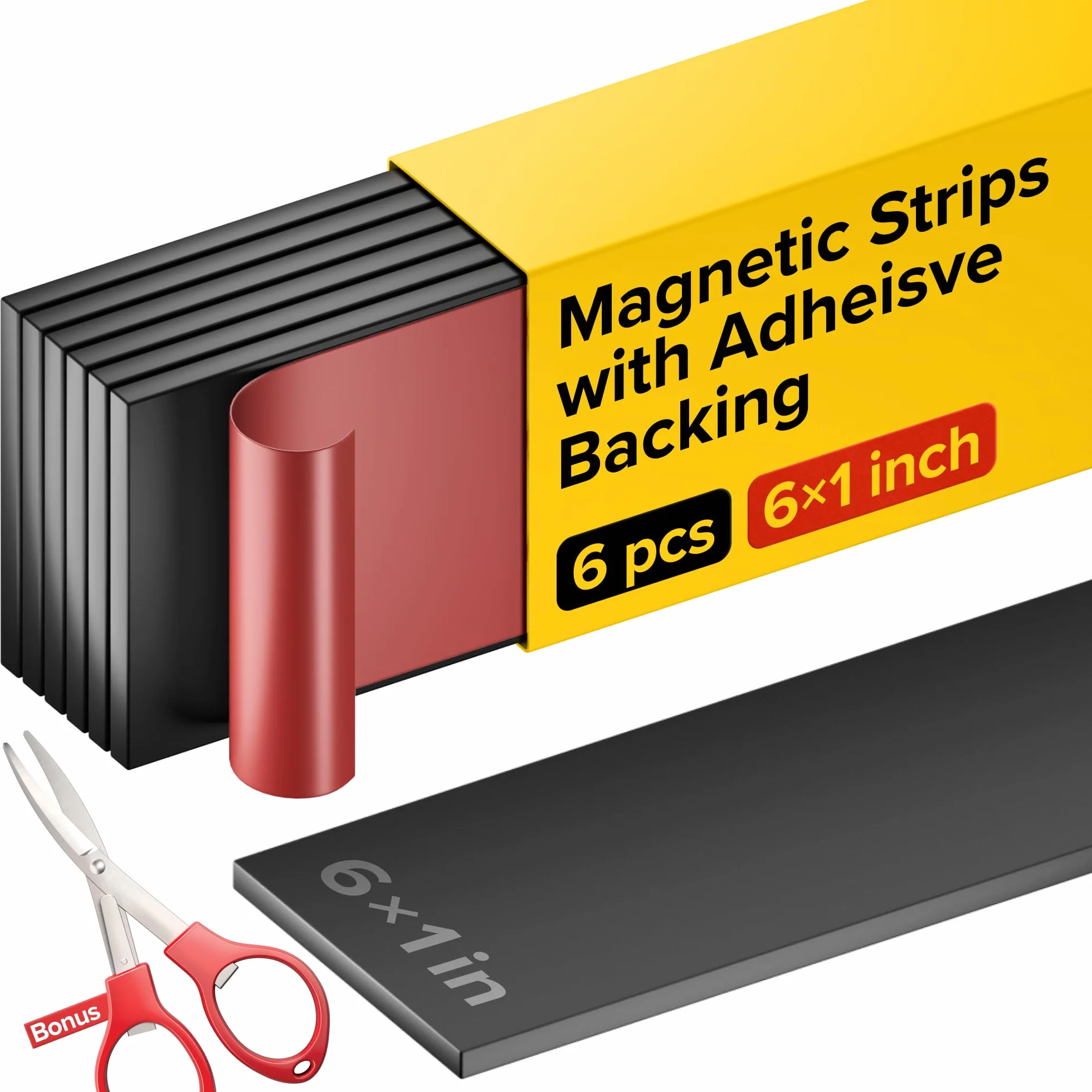 X-bet MAGNET Strisce magnetiche con supporto adesivo - Nastro magnetico per artigianato - Strisce magnetiche per utensili e coltelli per cucina, garage e giardino - Striscia magnetica (6 pezzi)
