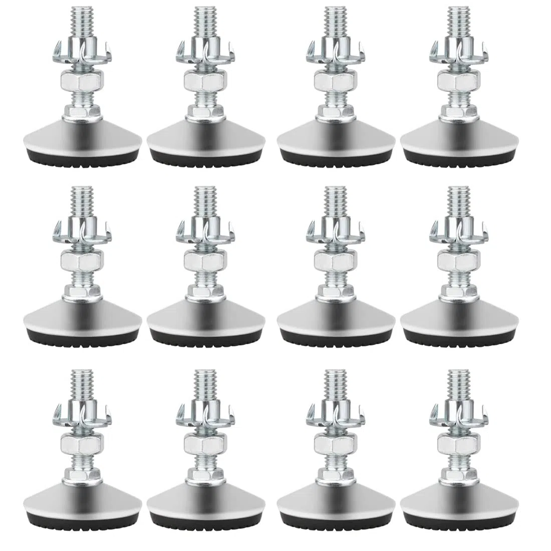 Drenky 12 kit di livellamento per mobili, piedini di livellamento per mobili pesanti in filo metallico esterno con dadi a T e dadi, base in gomma antiscivolo silenziosa (M10x30x50mm)