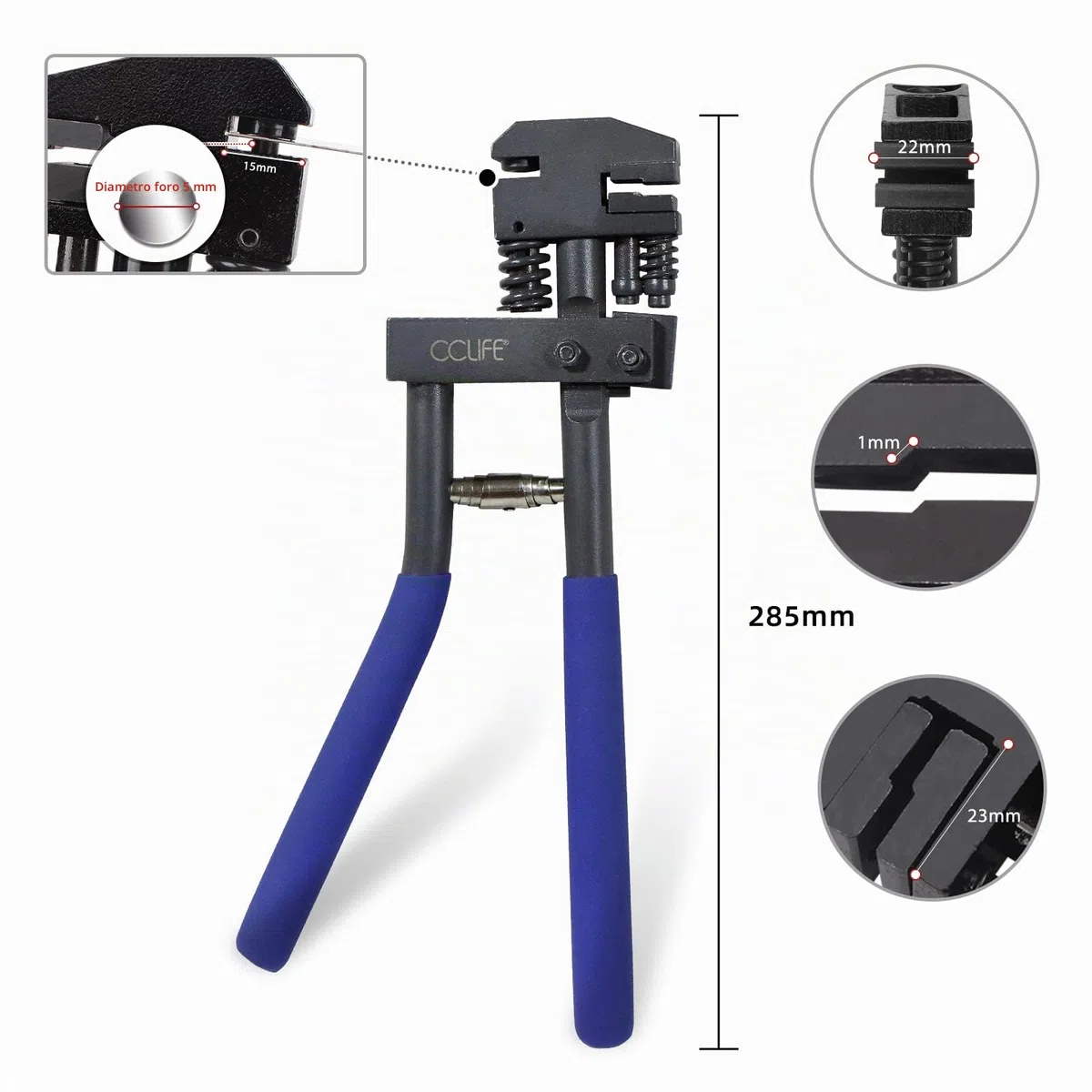CCLIFE Pinza Punch Tool Flanging Perforatrice Pelle Piega Barre Ferro Lamiera Combinata Pinza Multiuso Testa Girevole, 5 mm con foro timbro
