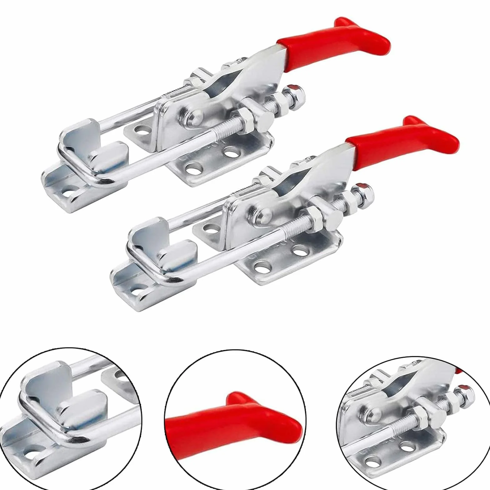 4 Pezzi Morsetti a Ginocchiera, Morsetto a Levetta in Metallo GH-431 318 kg/701 lb Toggle Clamp Blocco a Leva Morsetto a Levetta Chiusura a Scatto in Metallo per armadietto Porta Scatola