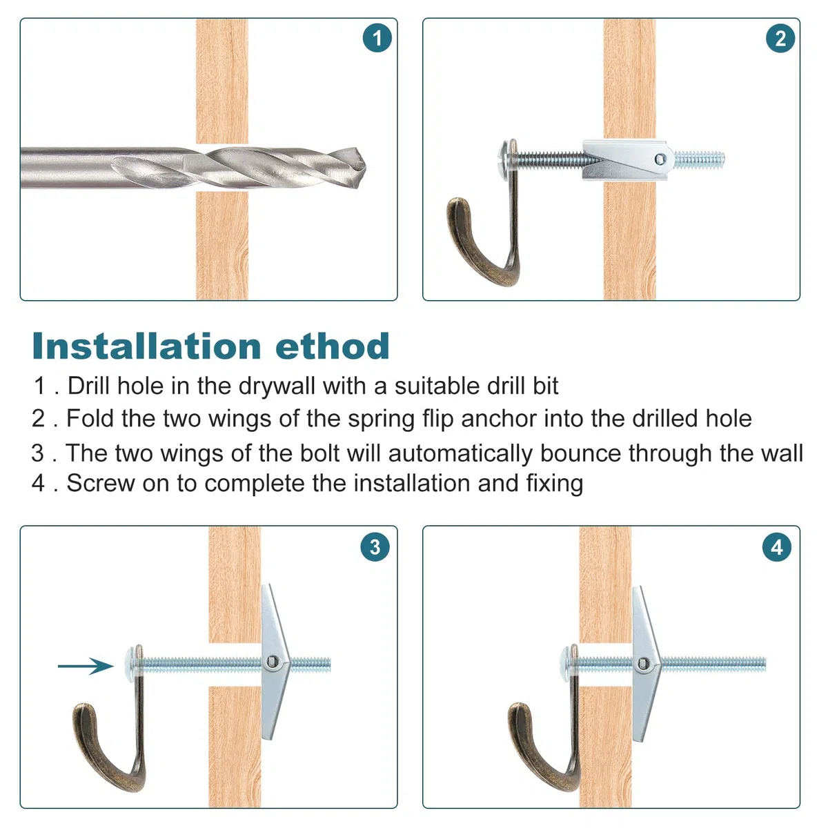 HSEAMALL 48 pz M3 M5 M6 Toggle Bolt e Dado a Farfalla Set per cartongesso Parete Cava Fissaggi Drywall Hanging