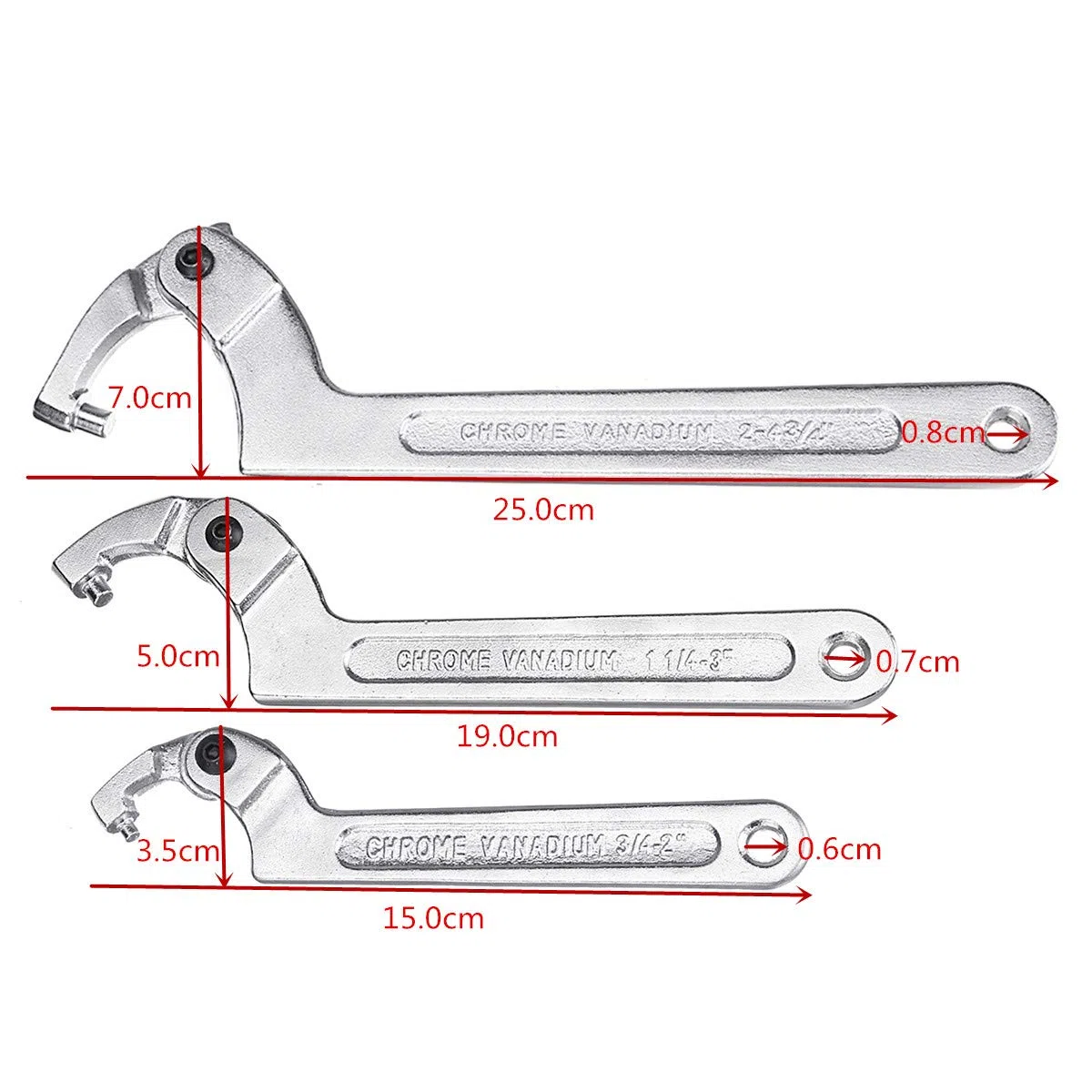 Chiave a gancio regolabile, 51 – 121 mm, per riparazione bici e moto, confezione da 1