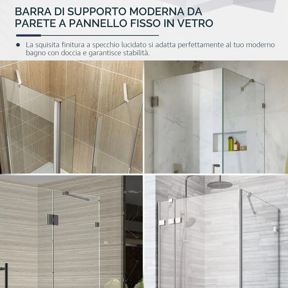40 cm stainless steel Frameless Shower Door Fixed panel wall-to-glass Support bar for 6mm 8mm 10mm spessore vetro da m-home