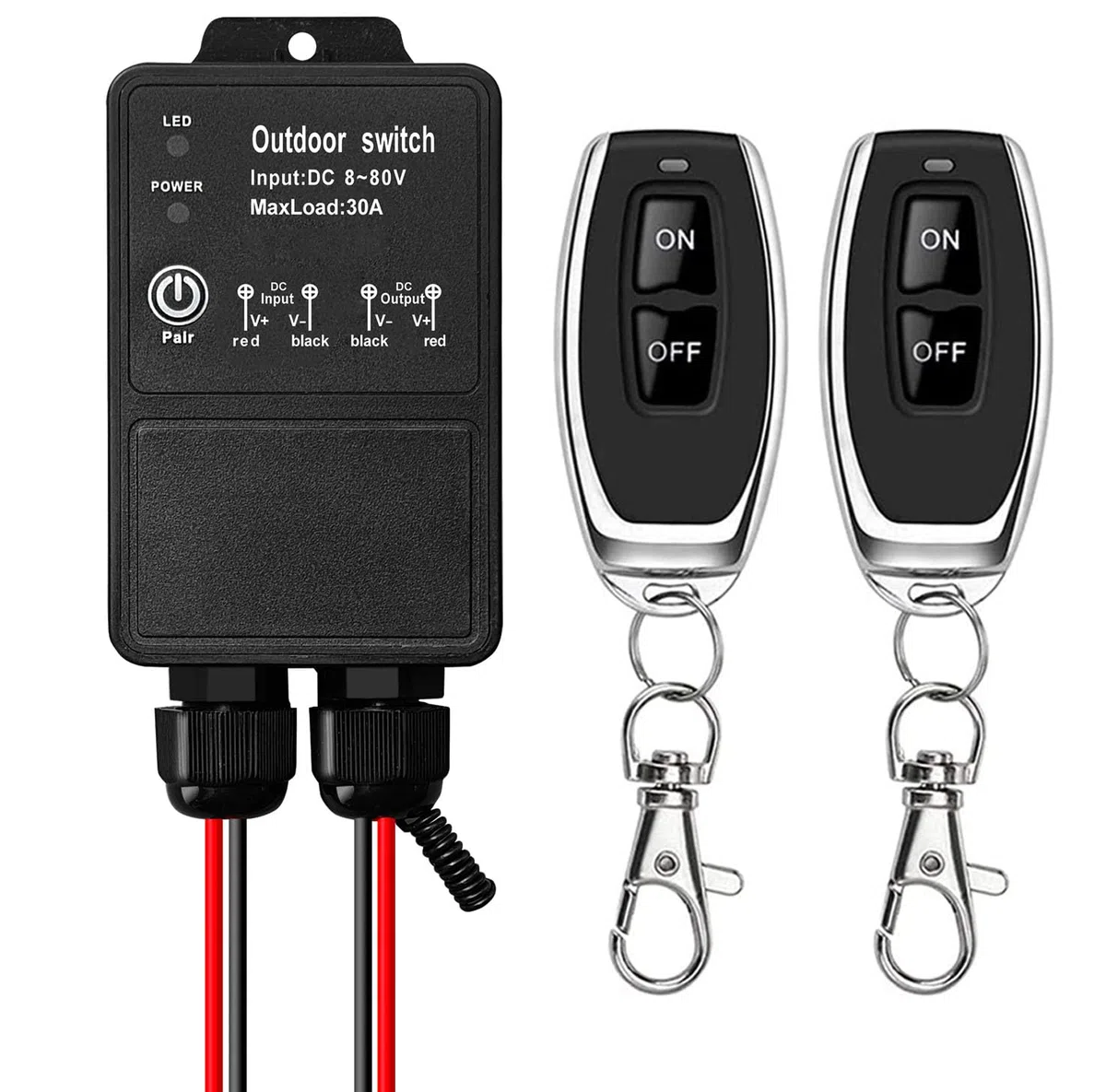 DieseRC Impermeabile interruttore con telecomando DC 8V-80V 30A relè per luci a distanza posizione umida Cantiere all'aperto Area Luce Pompa acqua Fattoria irrigazione Giardino Garage Magazzino
