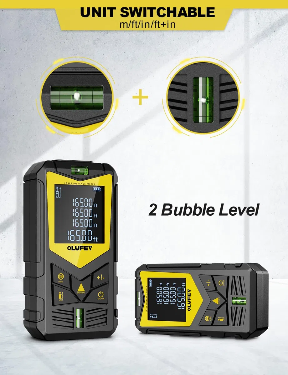 Metro Laser, Dispositivo Misuratore Di Distanza Laser Strumento Di Misura Digitale Portatile Telemetro IP54 Con Livelle A Bolla E Display LCD Retroilluminato
