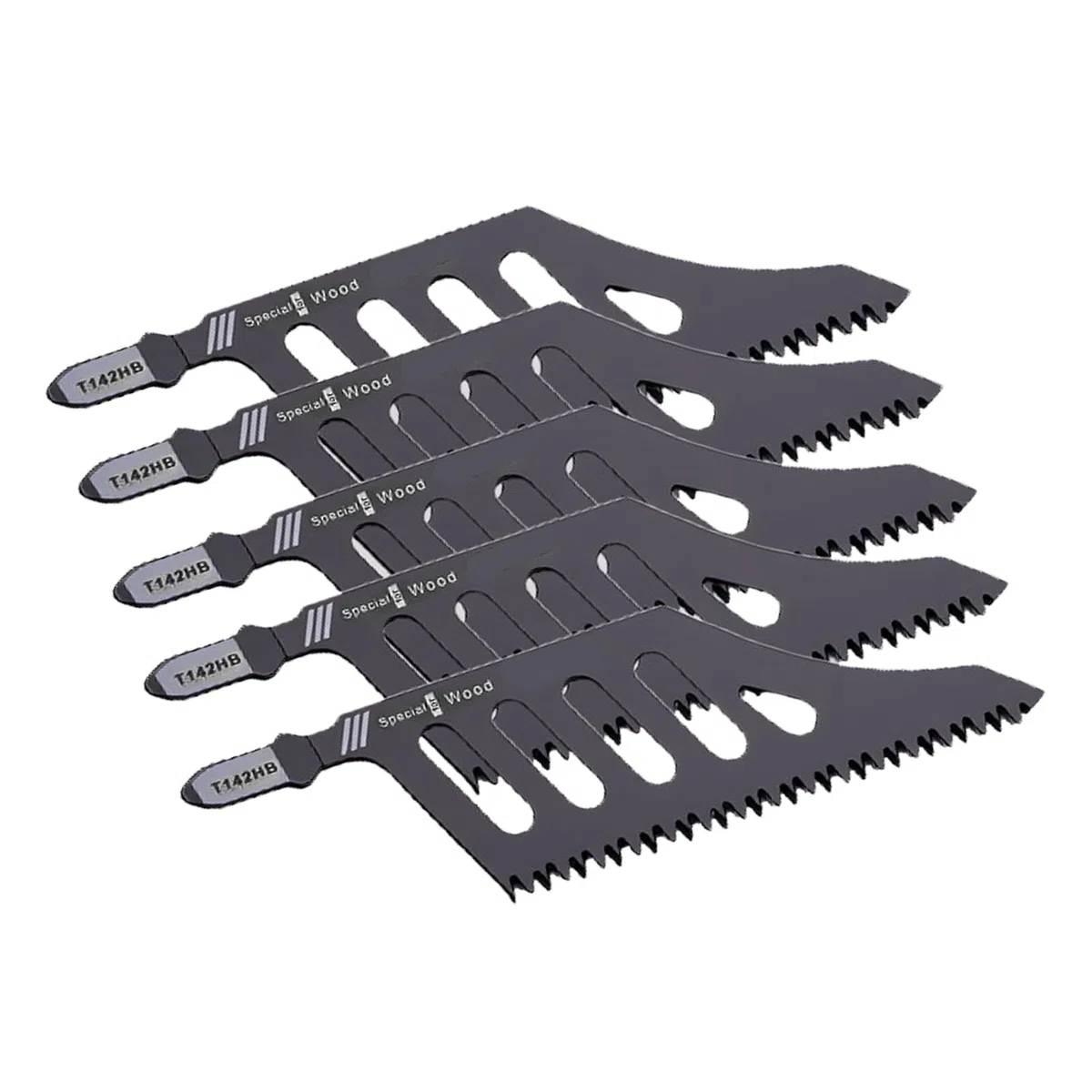 Goshyda 5 Pezzi Lama Taglio a Filo a Filo, Pale della a Curva Irregolare HCS con Denti a 3 Lati, Manico Ergonomico, per Tagliare la Plastica in Metallo in Metallo in a Secco