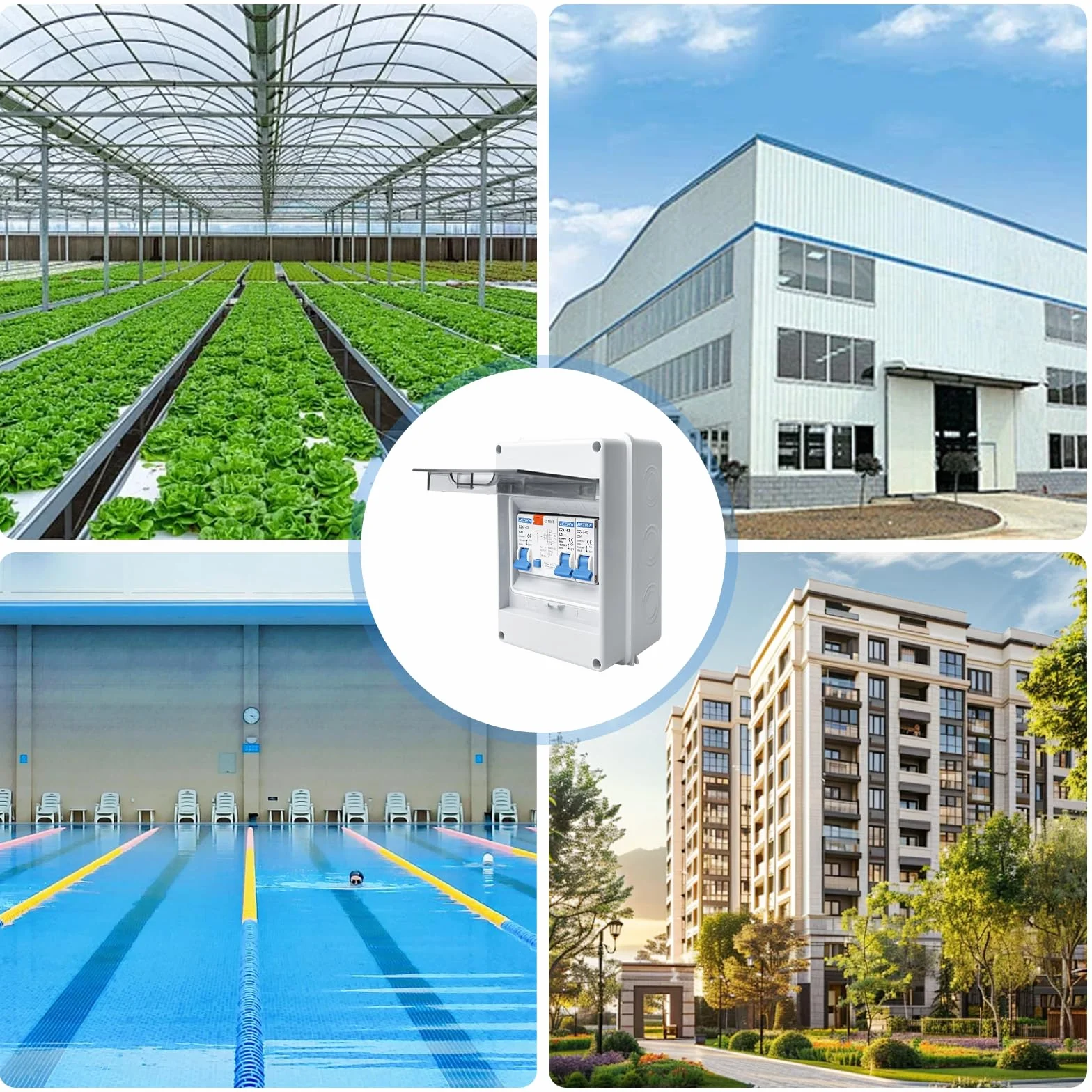 Scatola portafusibili sporgente e subdistribuzione con interruttore di potenza: IP65, scatola di distribuzione per giardino o esterno, ville, terminali