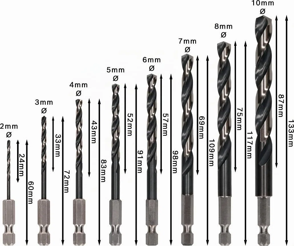 Bosch 8x Set di punte per metallo PRO Metal HSS-G Impact (per Metalli non ferrosi, Acciaio, Ø 2,0, 3,0, 4,0, 5,0, 6,0, 7,0, 8,0, 10,0 mm, Professional Accessorio Trapano, Trapano/avvitatori rotanti)