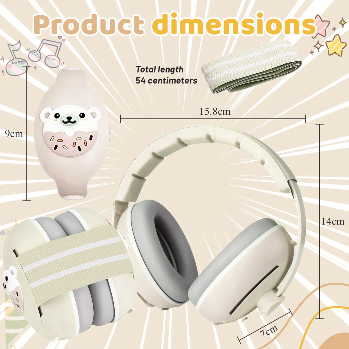 Cuffie antirumore per bambini, Cuffie Antirumore Neonati 2 in 1, Protezione Uditiva -25dB per Neonati e Bambini 0-48 Mesi, Fasce Regolabili e Confortevoli per Sonno, Aereo, Feste