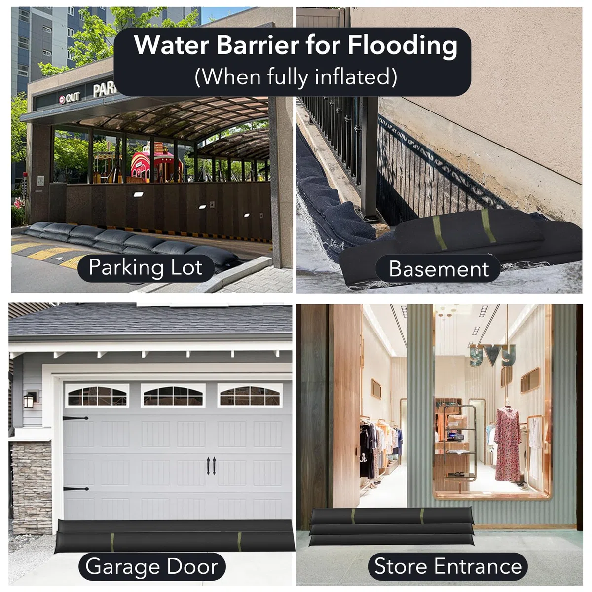 2 sacchi di sabbia per porte con maniglie, barriera all'acqua, barriera alle inondazioni, per porte del garage, cantina, finestra contro la pioggia, perdite d'acqua, 90 x 20 cm