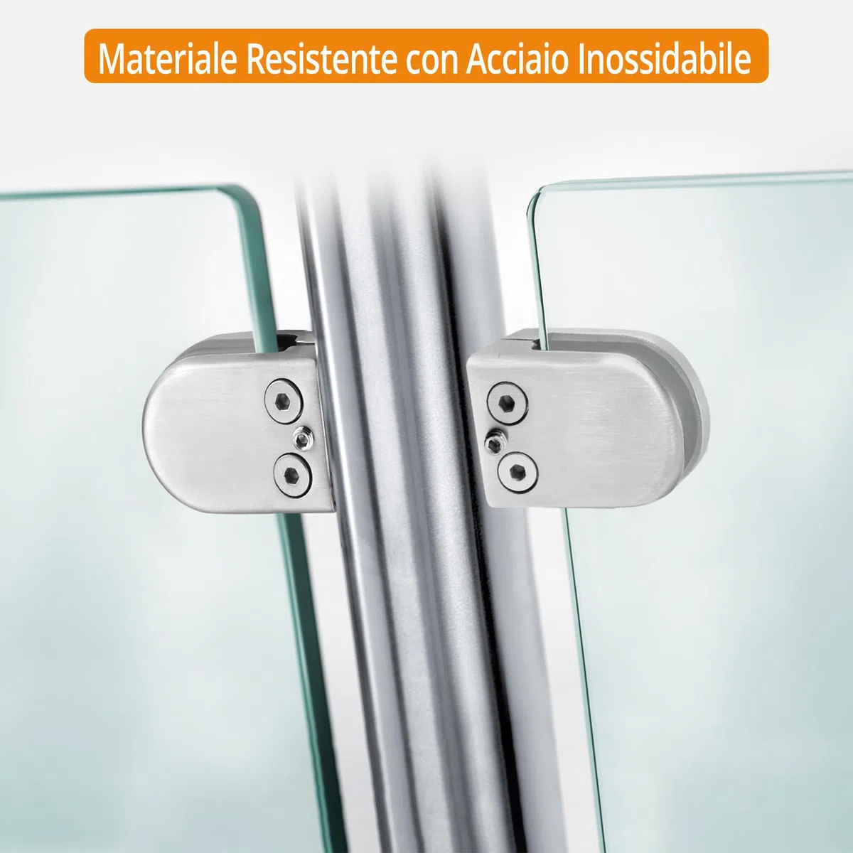 Neoteck 8 Pezzi Supporto Clip in Acciaio Inossidabile 201 per Vetro, Fissaggio per Corrimano da 8-9mm, Morsetto in Acciaio Inox per vetro Regolabile con Gomma e Vite Micro-Regolante