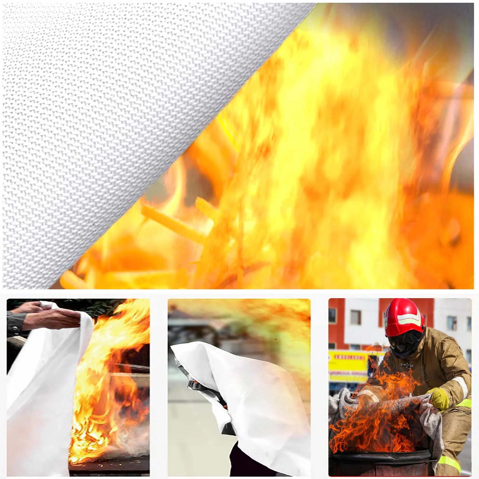 Coperta Antincendio, 2 Pezzi Telo Antincendio Antifuoco, 120 x 120cm Coperta Ignifuga in Fibra di Vetro, Antifiamma Coperta di Sicurezza Ignifuga per Cucina, Campeggio, Auto, Casa