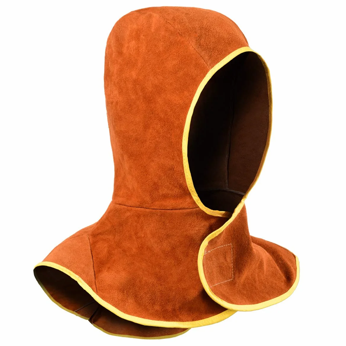 QeeLink Cappuccio per Saldatura Resistente al Calore e Ignifugo, Cappucci Saldatore in Pelle Bovina Crosta Coprendo Collo a Spalla, Complemento Casco per Saldatura