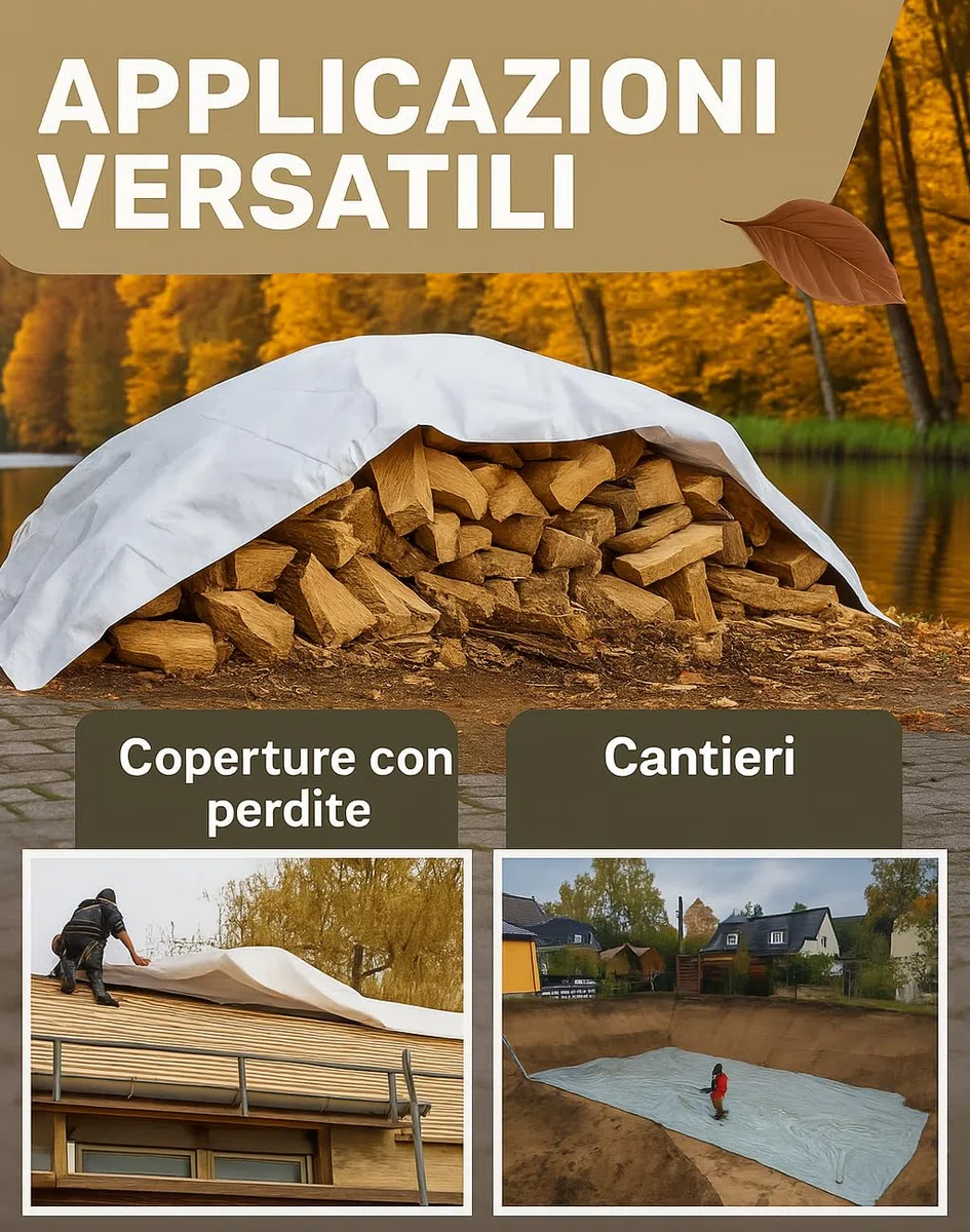 Telo di copertura 2 x 8 m – pellicola per insilato senza occhielli – resistente 5 anni ai raggi UV – telo protettivo per piscina, legna, materiali