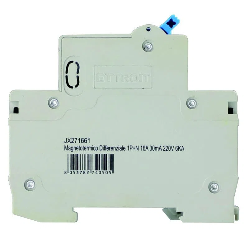 Interruttore Magnetotermico Differenziale 1P+N 16A 30mA 220V-6KA 2 moduli 30mA per Guida DIN - Protezione Circuiti e Sicurezza Impianti