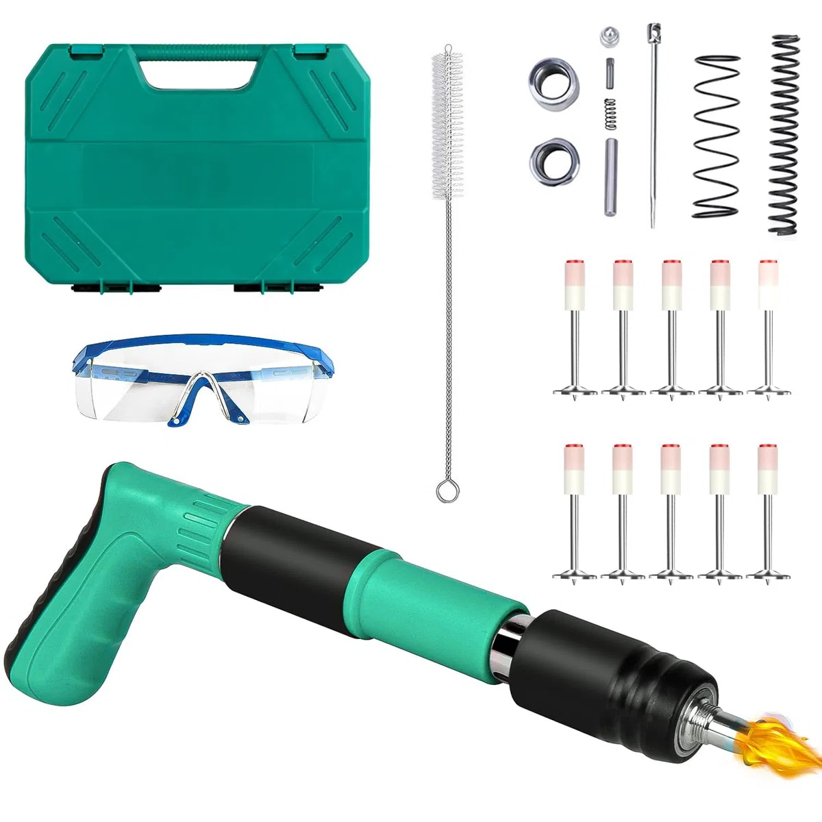 Pistola Sparachiodi Manuale Kit, Spara Chiodi per Cemento e Ferro, Chiodatrice, Sparachiodi Aria Compressa, con Occhiali di Sicurezza e 50 Chiodi Tondi, per Cemento e Ferro Ecc.